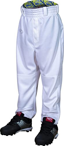Rawlings Youth Pants Pantaloni da Baseball per Ragazzi, Bianco/Verde Lime, XS Bambino