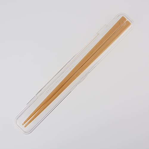 Short Size Reusable Plastic Chopsticks with Portable Case for Lunch Box Bag Bento, School Camping Travel 7.1 Inches Made in Japan (Beige)
