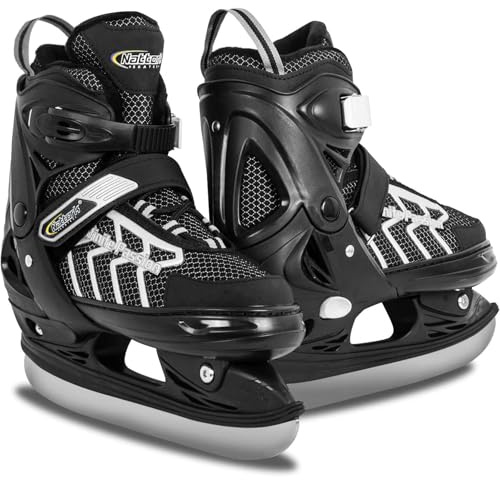 Nattork verstellbare Kinder Eisrutsche für Jungen Mädchen Erwachsene, weiche Polsterung und verstärkte Knöchelstütze Eishockey-Skates（Gray,XL）