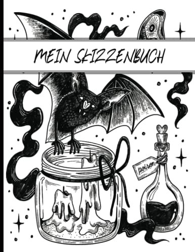 Halloween Geschenk für Kinder: Halloween Skizzenbuch für Mädchen und Jungen im coolen Design mit Fledermaus zum Malen und Zeichnen von gruseligen Gespenster die Geschenkidee zur Halloweenparty