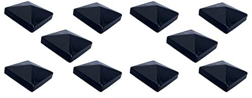 Haven Heritage Fence Toppers for Privacy - Pyramid Square Black Metal Fence Post Caps, Fence Post Caps, Fence Post Caps 100mm, Metal Square Black Top Post Caps, Wooden Fence Post Caps - 4 100mm (10)