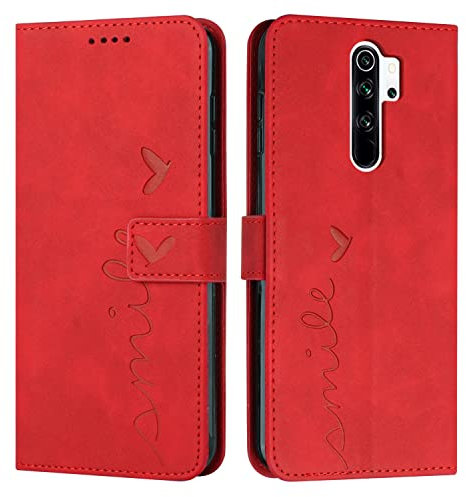 EATCYE Kompatibel mit Xiaomi Redmi Note 8 Pro Hülle, Klapphülle Xiaomi Redmi Note 8 Pro Premium PU Leder Brieftasche Schutzhülle [Kartenfach][Ständer], Handyhülle für Xiaomi Redmi Note 8 Pro (#Rot)