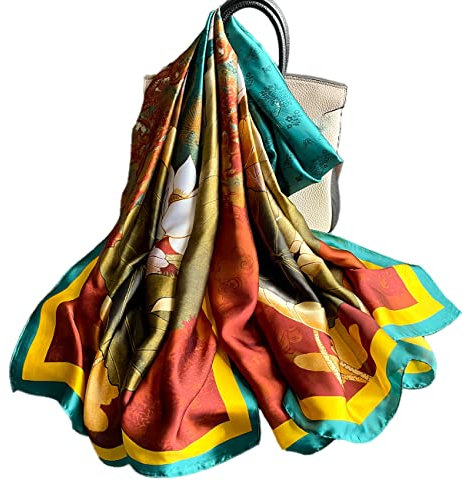 FAIRYGATE Schal Damen Blau Seidentuch Schal Tücher Stola Damen Festlich Halstuch Sommerschals Farbverlauf Für Abendkleid Hochzeit Seidenschal Schals 83021