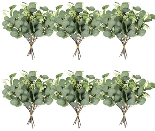 Homcomodar 36PC Artificial Eucalyptus Stems Real Touch Artificial Eucalyptus Leaves Faux Greenery Plant Branches for Wedding Centerpiece Floral Bouquet Home Decoration