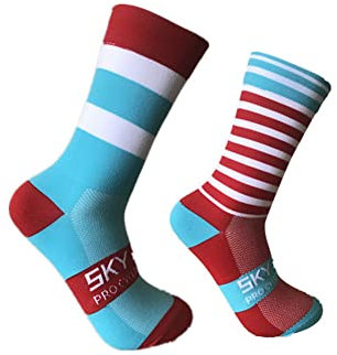 Fahrradsocken Lustige – gestreifte bunte Radsocken für Damen | Outdoor-Themen, lustige Socken, Geschenke für Natur, Wandern, Grillen, Radfahren, Jagd, Golfen, Angeln, Camping