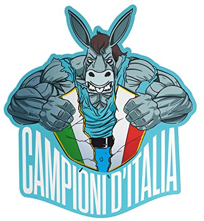 Adesivo Ciuccio Scudetto Napoli Campioni d'Italia - Sticker in PVC per auto moto scooter laptop casco adatto per tutte le superfici lisce - 10 cm, bianco