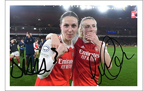 RJR Prints Wandbild, Motiv Lotte Wubben Moy & Leah Williamson Arsenal Ladies & Lionesses, signiertes Foto mit aufgedrucktem Fußball Autogramm, Geschenk, 15 x 10 cm