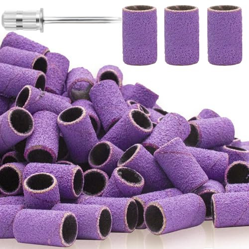 100 Bandas de Lijado de Grano 150, Banda de Lijado de Grano Medio para Taladro de Uñas para Uñas Acrílicas, Gel, Juego de Bandas de Lijado de Uñas Profesional para Manicura y Pedicura
