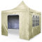 3m x 3m Waterproof Premium Deluxe Commercial Pop Up Gazebo with Zipped Removeable Sides - Heavy Duty Outdoor Garden Shelter Marque - PVC Coated - Travel Bag & 4 Leg Weight Bags (Beige)