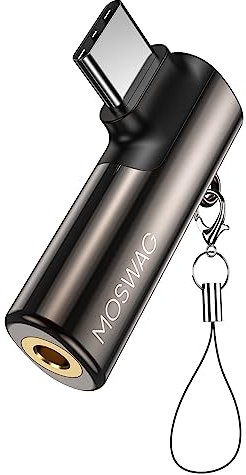 MOSWAG Adaptador USB C A Jack 3.5mm, Auriculares Micrófono, Adaptador Audio USB C, Tipo C 90 Grados Compatible con Samsung Galaxy S23 S22 S21 Ultra,Huawei P60/50