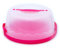 INTIRILIFE Contenitore da trasporto Contenitore per torte e crostate in plastica rosa - 29,8 x 28,8 x 13,2 cm - rotondo Coperchio per torte con chiusura a scatto con maniglia di trasporto