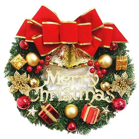 Ghirlanda Natalizia, 30cm/12in Christmas Wreath Ghirlanda di Buon Natale Decorativa, Xmas Wreath Artificiale ghirlanda per porta di casa,caminetto e decorazione da parete