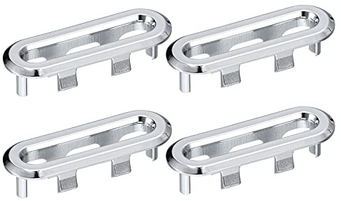 QUARKZMAN Spüle Trimmung Überlauf Deckel Spüle 47.8x13.5mm 4Stk | Überlauf Ringe Oval Bad Küche Becken Ablaufdeckel Locheinsatz Kappen Silber