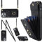 Ykerey Hülle für iPhone 14 Pro hülle mit Band Kette Schutzhülle mit Kartenfach PU Leder Metall Ring Halter RFID Standfunktion Brieftasche Cover für iPhone 14 Pro, Schwarz