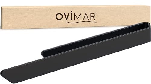 ovimar Handtuchhalter Svenskoya Schwarz aus gebürstetem Aluminium | zum Kleben | 40cm | modernes Schlichtes Design | Handtuchstange ohne Bohren | für Geschirrtuch oder Handtuch im Bad oder Küche