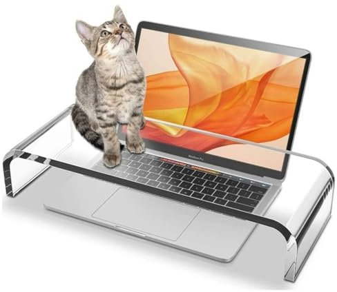 CalorMixs Anti-Cat Acrylic Keyboard Protector Cover,Computer Monitor Stand Prevent Cat Trampling Laptop Stand