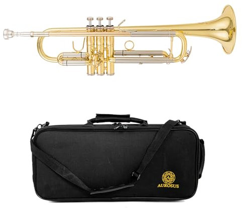 AUROSUS Bb Trompeten Rotgold Messing Leadpipe Mundrohr Fortgeschrittene Studenten Professionelle Trompete Musikinstrumente für Anfänger Erwachsene (710 Goldmessing)