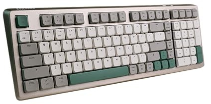 Azio Cascade Slim Mechanical Keyboard, 98% Layout, Low Profile Backlit RGB, Hotswap Switches and Keycaps, Wired USB-C or Bluetooth Wireless Connection (Gateron Brown Switches) (Forest Light)
