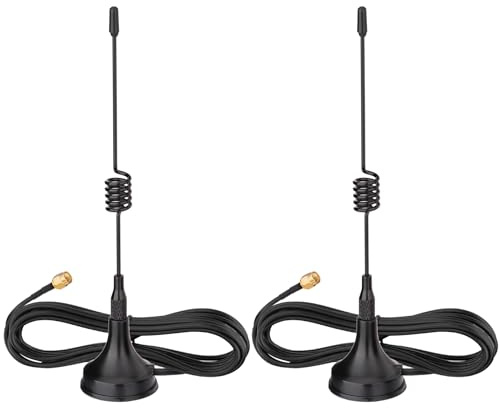 Superbat 2,4 GHz Outdoor WLAN Antenne 3 dBi SMA-Stecker Magnetfuß, 2er-Pack | Omnidirektionale Funkantenne mit 3 m RG174-Kabel für Router, IoT-Gateway, Modem, M2M-Terminal, IP-Kamera und FPV-Monitor