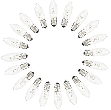 MeetUs 20 Stück Spitzkerze E10 3W 2700K Ersatzbirnen Glühbirnen Topkerze für Lichterkette und Schwippbögen,Warmweiss (23V)