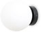Alpinaluz Aplique de Pared y Techo – Pantalla Esférica de Cristal Opalino de 15 cm, Base de Acero, Casquillo E27, Estilo Moderno Minimalista para Interiores (Negro)