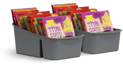 Pro Home Küchen Organizer mit 3 Fächern ( 2er Pack )- Aufbewahrungsbox für Tütensuppen, Gewürzmischungen uvm. Ordnungssystem für Lebensmittel Kunststoff