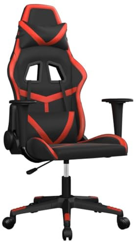 vidaXL Gaming Stuhl, Bürostuhl mit Massagefunktion, Drehstuhl Höhenverstellbar, Sessel Chefsessel Computerstuhl, Schwarz Rot Kunstleder