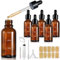 Realure 5 Pcs Pipette Dropper Bottle with Scale 30ml Mini Amber Glass Eye Dropper Bottles with Funnel Lables Refillable for Essential Oil Aromatherapy Blends Perfumes Liquids Laboratory