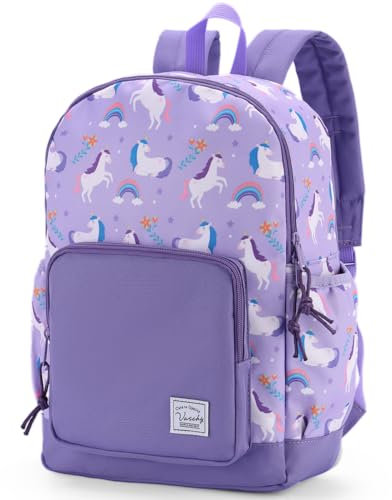 VASCHY Kinderrucksack, Niedlich Rucksack Wasserabweisend Vorschule Kinder Kindergarten Kleinkind Schul Rucksack Jungen mit Brustgurt Lila Einhorn