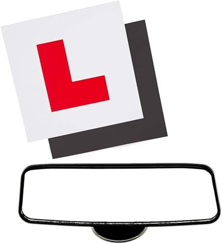 ShaniTech Fully Magnetic Strong Magnets 2 Pack L Plates, Suction Cup Rear View Mirror for Driving Instructor for Car Van, Learner L Plate