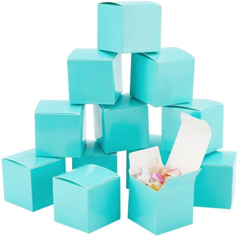 PH PandaHall 30pcs Mini-Geschenk-Boxen Blaue Papierschachteln Kleine Papier-Geschenkverpackung Box Faltbare Karton Ring Treat Ohrring Tiny Favor Schmuck Boxen für Party Hochzeit 5x5x5cm