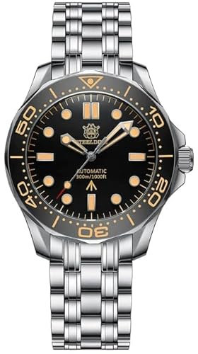 Steeldive SD1957 Seamaster 300 m automatische Taucheruhr NH35 Uhrwerk schwarz, Schwarz, Taucheruhr