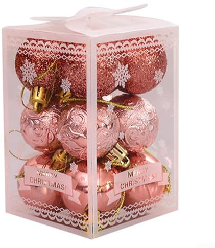 Palline scintillanti per albero di Natale, decorazioni natalizie, 12 pezzi (oro rosa)