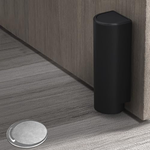 Magnetischer Türstopper, Selbstklebend Türstopper Boden, Türstopper Ohne Bohren, Windabweisend Türstopper Magnetisch, Türstopper Boden zum Kleben für Zuhause (Schwarz)