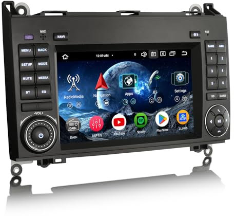 Erisin 8-Core 4GB+64GB 7 pollici Android 14 Autoradio 2 Din GPS Navigatore per Mercedes Classe A/B W169 W245 Viano Sprinter Vito VW Crafte CarPlay Android Auto WiFi DSP DAB+ OBD2 USB FM RDS Canbus SWC