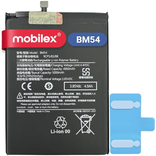 MOBILEX® Batterie interne de rechange pour Xiaomi Redmi Note 9T / Redmi Note 9 5G (BM54) 5 000 mAh - OEM | Capacité d'origine