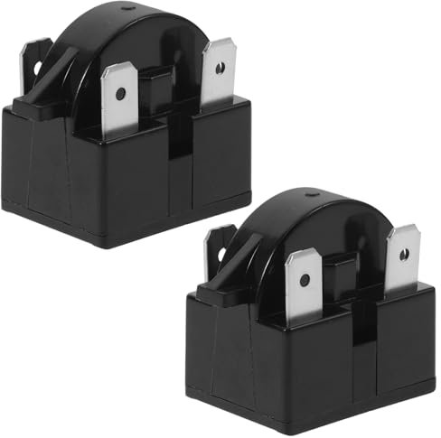 NULYLU 2pcs Metal Refrigerator Overheating Protectors Plastic Refrigerator Parts Fridge Compressor Starter Protector for Refrigerator Black