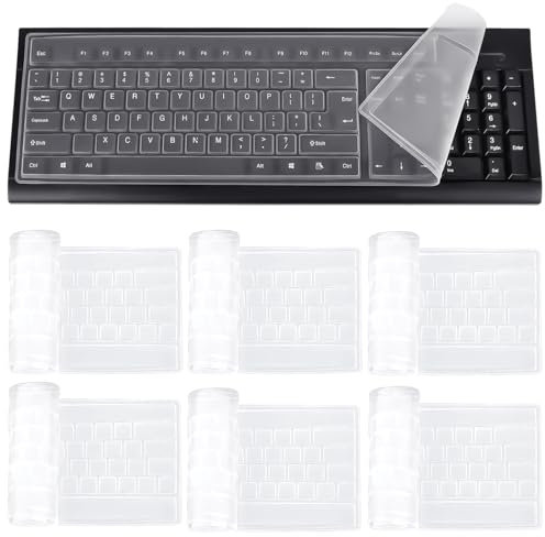 6 Stück Tastaturschutz,Tastaturschutz Ultra Dünn Silikon Staubdicht und wasserdichte Desktop Computer Tastatur Abdeckung Hautschutzfolie Transparent