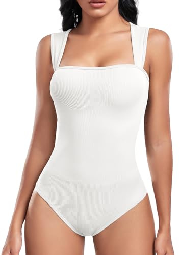 Tuopuda Body Contenitivo Modellante Donna Body Shaper Bodysuit Guaina Contenitiva Shapewear Intimo Snellente Pancia Piatta Dimagrante Shaping Addominale Compressione Canotta Canottiera, Bianca, L