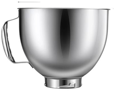 zoubeqie 2024 Radiant Gold Stainless Steel Fits All 4.5 And 5 Quart Compatible For KitchenAid,Rose Gold KSM5SSBRG KSM5SSB Mixer Bowl, 5-Quart(Silvery Bowl)