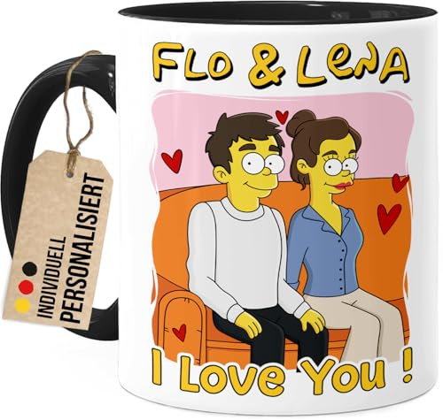 Tassenliebling® Pärchen Tasse personalisiert - Lustiges Geschenk für Männer - Valentinstag Weihnachten - Geschenk Jahrestag - Liebesgeschenke Partner Freund Mann - Schwarz