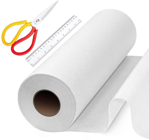 Iron-on Fusible Interfacing Fabric, Medium Weight 100cm Wide White Single-Sided Non-Woven Interlining Iron on Interfacing Fabric for Dress Shirts DIY Crafts Supplies, 3M