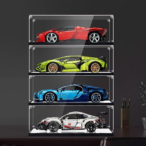 2 cm High-End-Schaukasten mit gebürstetem Boden, Spielzeugmodell, geeignet für Lego-Bausteine, transparente Vitrine (1:8 und 1:10 Rennwagen-Displayboxen)
