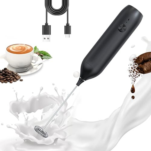 Rechargeable Milk Frother, LULUWA Handheld Electric Coffee Frother Type-C Mini Drink Mixer for Coffee Latte Cappuccino Egg