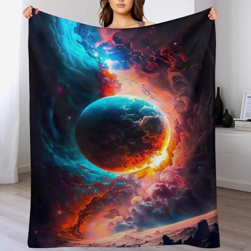 Planet Sternry Sky Decke Kuscheldecken Couchdecke, Übergroße Warme Super Weiche Schlafdecke Tagesdecke Flauschige Decke (150×200cm)