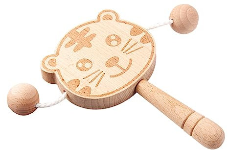 CIYODO Juguete De Madera Sonajero Forma De Calmante Para Inteligencia Temprana Campanillas De Mano Duradero