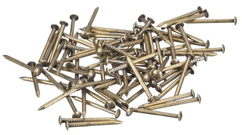 QUARKZMAN 70Pcs Petits Clous Minuscules 1,2x15mm(DxL) Clous en Laiton Minuscules Quincaillerie Tête Ronde Clous en Laiton pour Projets de Bricolage en Bois Boîtes, Tonalité Bronze