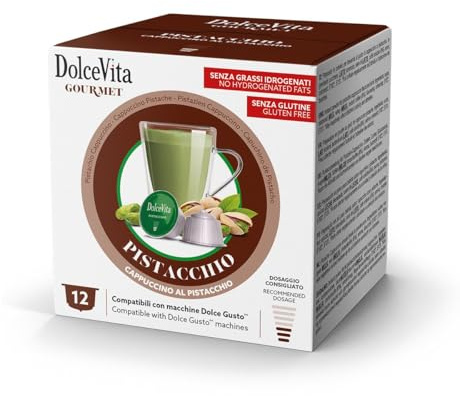 Dolce Vita 12 Capsule Dolce Gusto PISTACCHIO Senza Glutine - Compatibili con macchine Nescafe Dolce Gusto -