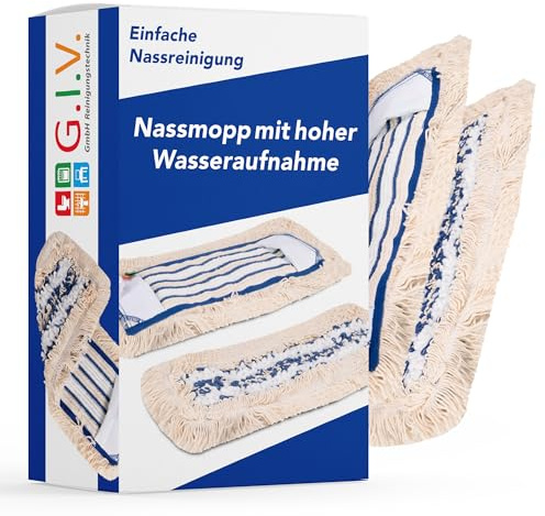 G.I.V. 5x Hygiene Mopp Cut-End Fringe 40cm - Baumwoll Wischmopp Bezug mit Farbsystem & Einschubtaschen für Pflegeheime Küchen Industrie - Ersatzbezug für Bodenwischer für alle gängige Klapphalter (5x)