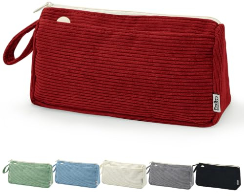 BOZIEE Cord Schminktasche klein Kosmetiktaschen Reise Kosmetiktaschen Make-Up Taschen für Reisen Travel mädchen Damen (Red)